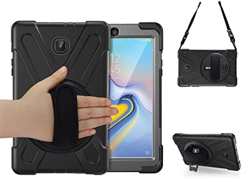 Samsung Galaxy Tab A 8.0 2018 Case, Braecn [Stand de 360 ​​de grade/curea de mână] [Curea de umăr detașabilă] Case de protecție