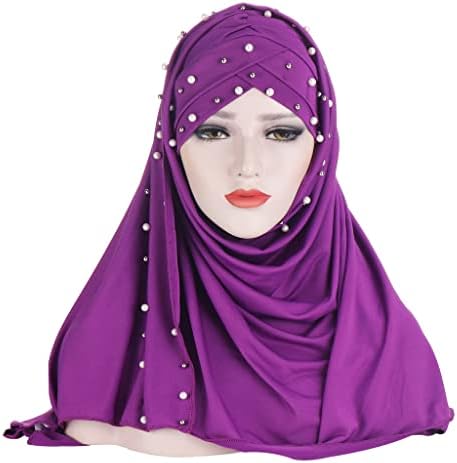 2 bucăți margele frunte încrucișat eșarfă hijab musulmană gata să poarte hijabs turban femeile islamice căprioși