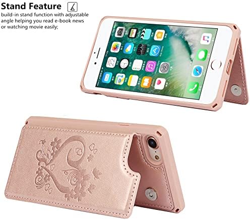 iCoverCase pentru iPhone SE / SE iPhone 7/8 portofel caz cu Card sloturi titularul Kickstand [blocare RFID] relief Din piele