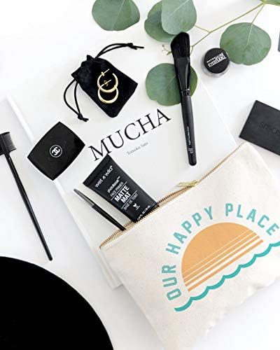Botton & Canvas Co. Punga noastră Happy Place Summer Beach Cosmetic Bag and Travel Make Up Husa