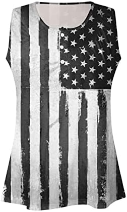 4 iulie tunica Topuri pentru femei Statele Unite ale Americii Pavilion ascunde burta grăsime T-Shirt vara Casual maneca scurta buton sus V-Neck Bluza Top