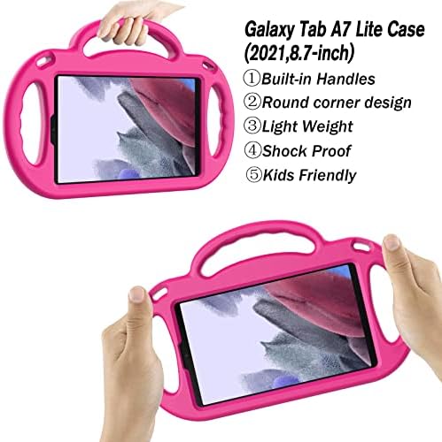 Carcasă Ltrop Kids pentru Samsung Galaxy Tab A7 Lite 8,7 inch Carcasă 2021, Galaxy Tab A7 Lite Case pentru copii, cu curea de umăr, Carcasă de mâner rezistentă la șocuri pentru Galaxy Tab A7 Lite 8.7 ”, Pink