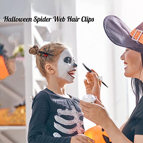 6pcs Clipuri de păr Halloween pentru fete fete, craniu Spiderhair Clip Red Crystal Spider Spider Cărțuri de referință, decorațiuni