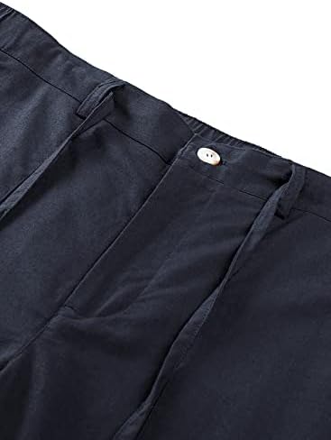 Pantaloni de lenjerie pentru bărbați renaowin pentru bărbați casual, în formă de picioare elastice, pantaloni cu talie elastică de vară yoga de plajă