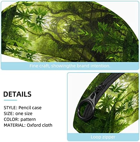Geanta de machiaj mic, pungă cu fermoar Organizator cosmetic pentru femei și fete, pădure de junglă tropicală de copac verde