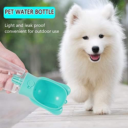 Sticlă portabilă de apă pentru câini,distribuitor dublu de apă pentru călătorii pentru câini, rezistent la scurgeri, cu alimentator