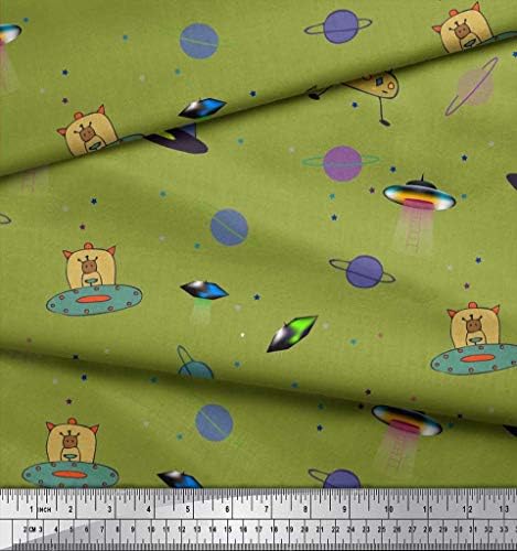 Soimoi bumbac Jersey fabric Planet, Animal & amp; Spaceship Cartoon Fabric printuri de curte 58 Inch Wide