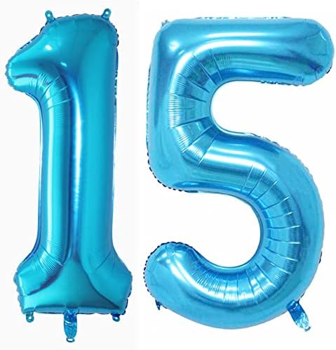 Emaan Blue 15 Balloons Number 42 inch 15 Foil mare Balloane Mylar