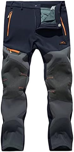 Pantaloni softshell aliniați din lână pentru bărbați Magcomsen cu 5 buzunare cu fermoar rezistent la apă, exterior, pantaloni de schi