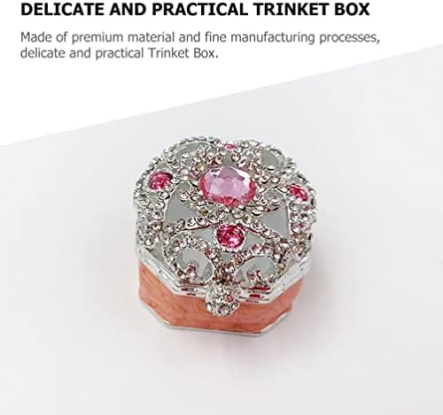 Homsfou Rhinestone Trinket Cutie de bijuterii vintage Octagonal Superb Vintage Ring Cutie cadou Cercei Cercei Colier Stocare