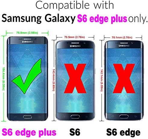Carcasă de telefon asuwish pentru Samsung Galaxy S6 Edge Plus Copertă portofel cu protector de ecran și suport pentru card de credit flip Bling Glitter Stand Glaxay S6Edge + S 6Edge 6s 6 Edge + Femei Fete Negre