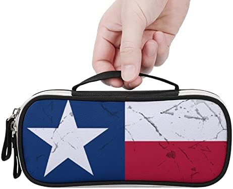 Texas State Flag State Distressed Pencil Pen Carcasă portabilă cu pix cu fermoar pentru călătorii pentru machiaj de călătorie Organizatori de papetărie pentru biroul de acasă