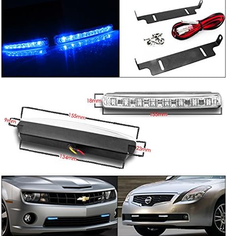 ZMAUTOPARTS LED Negru / fum proiector faruri faruri cu 6 albastru LED DRL lumini pentru 2014-2017 Toyota Tundra