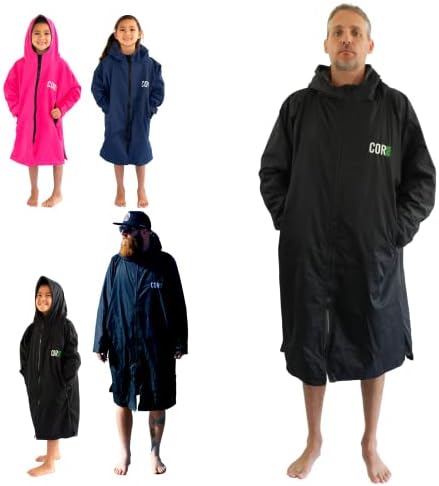 COR Surf Swim Parka / jachetă de Surf caldă pentru bărbați, femei, copii mari-carcasă rezistentă la apă și căptușeală absorbantă pentru prosop