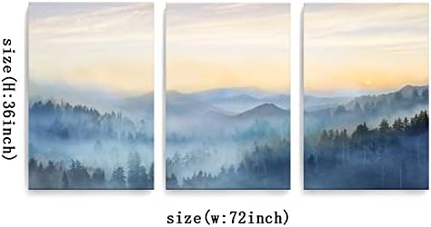 Yjyart Foggy Forest Canvas Artă de perete Peisaj Mountain Artă de perete pentru sufragerie Sunrise Decor de perete Modern Artă Modernă Canvas imprimeuri pentru perete Office Acasă Dimensiune 24 x 36 x 3pcs