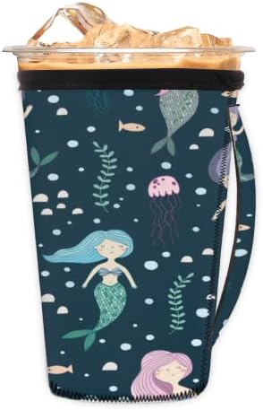 Sirena cu ocean Sea Animal Refolop, mânecă de cafea cu mâner cu mâner de ceașcă de neopren pentru sodă, latte, ceai, băuturi, bere