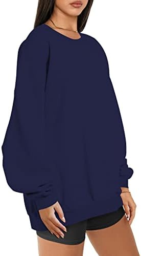 Panouri pentru femei Culoare solidă topuri pulover supradimensionate drop umărul cu mânecă lungă echipaj tricou tricou drăguț