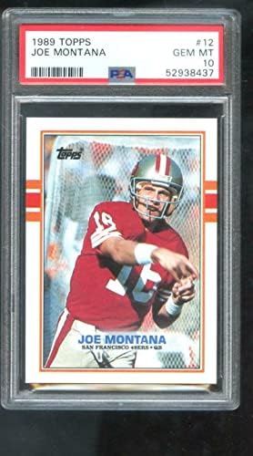 1989 Topps #12 Joe Montana PSA 10 Carte de fotbal gradată San Francisco 49ers Gem - Carduri de fotbal nesemnate