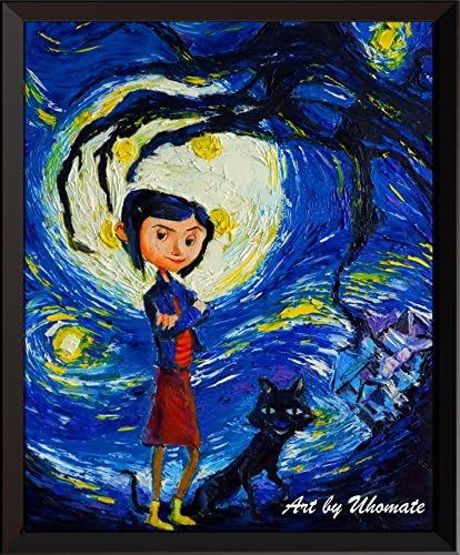 Uhomate Coraline și Cat Vincent Van Gogh Starry Starry Night Afise Acasă Canvas Artă de perete Artă Imprimare Poster Cadou Cadou Creșă Decor de Living Decor A130