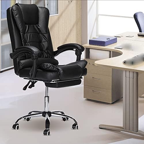 ASUVUD Masaj reglabil scaun de birou rabatabil scaun cu spate înalt scaun pivotant Ergonomic din piele mare, înalt, cu suport