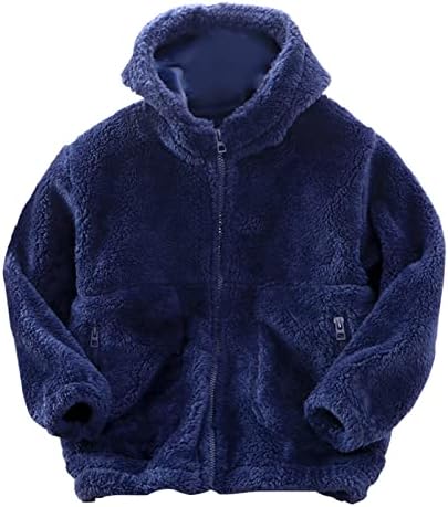 Copii pentru copii pentru copii cu mânecă lungă iarnă de culoare solidă culoare fleece cu glugă cu fermoar geacă jachetă pentru