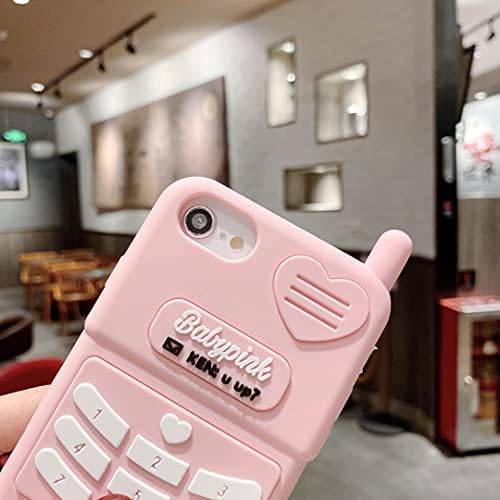 husă de telefon Retro Wifantien 3D pentru iPhone SE 2020 / iPhone 6 6S 7 8 4.7, desen animat 3D drăguț Kawaii minunat roz Retro formă de telefon copii adolescenți fete femei husă din silicon moale pentru iPhone SE 2020 telefon Retro