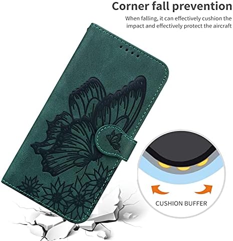 XYX portofel caz pentru iPhone 13 Pro, Relief Retro fluture PU piele Folio Flip telefon caz acoperi cu sloturi Card Kickstand