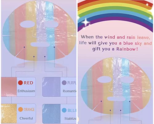 UseeMe Rainbow sheet Mask, Anti Aging mască de față: hidratare, strălucire și hidratare măști de față: lavandă, rodie, Acid hialuronic vitamina C pentru pudră de mască cu jeleu de față și lavandă