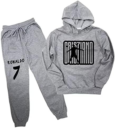 Papama Kids Băieți Cristiano Ronaldo Pullover Hoodie și Pantaloni de jogger Set set cu glugă cu mânecă lungă pentru adolescent