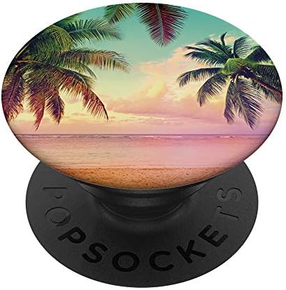 Ocean Vacanță Beach Nisip Palms Palms Pink Sunset Sensenity Popsockets Popgrip: Grip swappable pentru telefoane și tablete