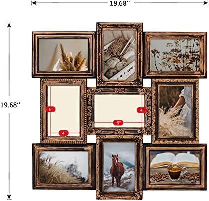 J.M.DECO Seturi de cadre de imagine pentru colaj de perete, 9 Cadre de imagini de deschidere Collage, 6 x 4 Collage Pict