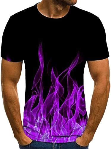 Cămașă plus dimensiune pentru bărbați cu mânecă scurtă de vară 3D Flăcări Tricouri Tricouri la modă Tricouri pentru tee pentru