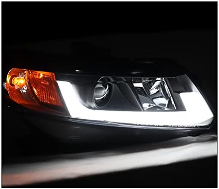 ZMAUTOPARTS LED tub proiector faruri Negru Compatibil cu 2012-2014 Honda Civic Sedan / 2012-2013 Civic Coupe