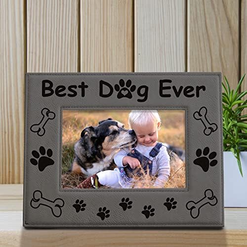 Kate Posh - Cel mai bun câine gravat vreodată din piele gri ramă - Cadouri iubitoare de câini, cadouri de Crăciun, cadouri