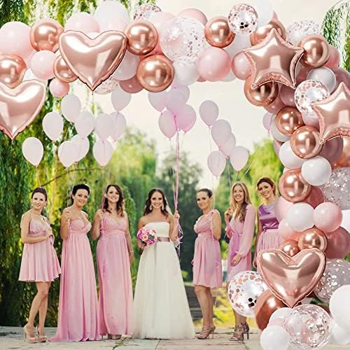 Duile Rose Gold Balloons Garland Arch Kit Rose Rose auriu roz roz alb latex baloane pentru duș de mireasă nunta naștere fată
