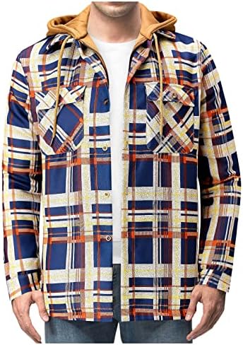 Jacheta de cămașă pentru cămașă de flanel pentru bărbați, iarna caldă cu mânecă lungă cu mânecă matlasată paltoane cu carouri