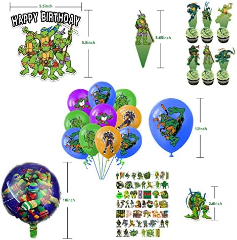 87pcs Ninja Birthday Party Supplies, tematice Birthday Party Decoratiuni conține bannere ziua de nastere, decoratiuni Cupcake, Fețe de masă, Baloane, Baloane folie, autocolante