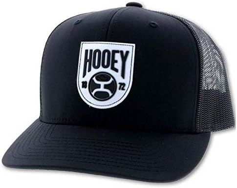 Hooey Crest 6-Panou reglabil camionagiu pălărie cu logo-ul Patch-uri Negru / alb