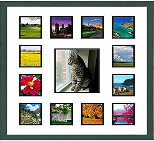 Cadre prin poștă Cadru de colaj cu douăsprezece 4 x 5 O deschidere pătrată pentru fotografie de 8 x 10, verde