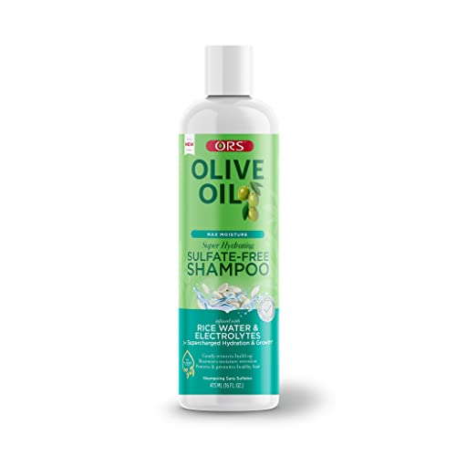 Ulei de măsline ORS șampon super hidratant fără sulfat Max Moisture, infuzat cu apă de orez și electroliți pentru hidratare