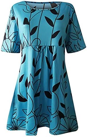 Rochie Hawaii de dimensiuni mari pentru femei 2023 Sundress Floral cu gât rotund Smocked rochie Mini Cu mânecă scurtă rochie