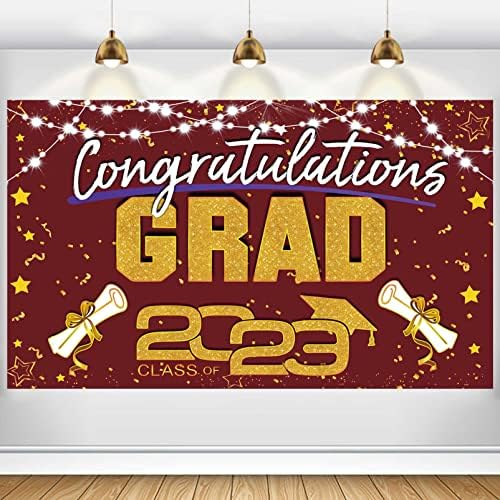 Fundal de absolvire AUBAO Banner Maroon Felicitări mari baloane Grad consumabile pentru petreceri decorațiuni fundal fotografie