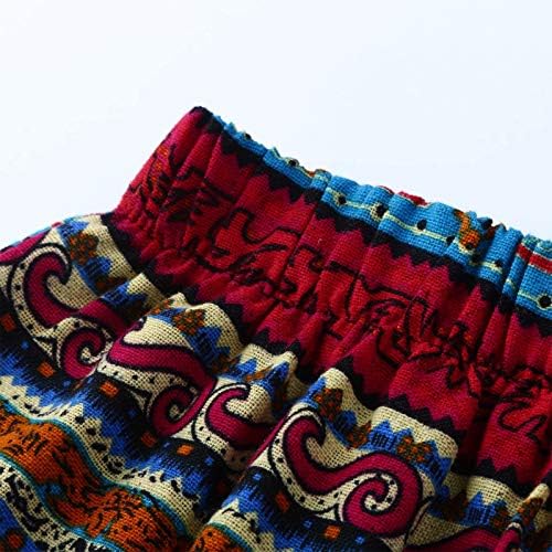 HSSDH pantaloni largi pentru femei Petite, lenjerie de bumbac pentru femei Pantaloni Capri Imprimeu șnur liber pantaloni largi