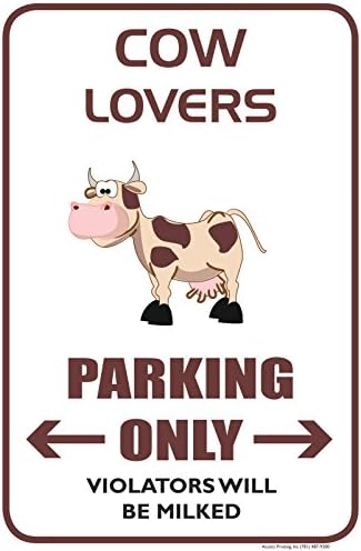 Iubitori de vacă 12 x 18 Plastic Parking Semn de noutate