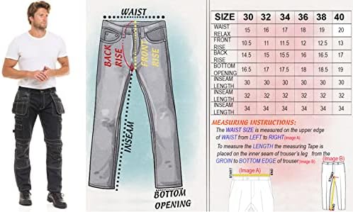 Pantaloni de construcție pentru bărbați Fashio Buzunare cu instrumente de utilitate Cordura tâmplar pentru genunchi, lucrare întărită pantaloni de siguranță
