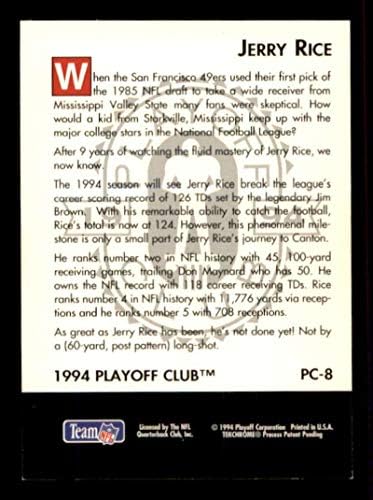 Jerry Rice Card 1994 Playoff Club PC8