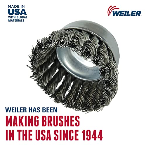 Weiler 13285 2-3/4 perie de cană cu sârmă cu un singur rând, .020 umplut de oțel, 1/2 -13 NUT NUC, Fabricat în SUA