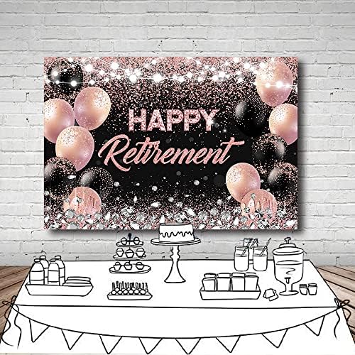 Mehofond Happy Retirement Party fundal Rose Gold and Sliver Felicitări Pensionari Fotografie fundal foto Glitter Balloane Tort Tabel Supplies Banner Reps Bday Party Decorations 10x7ft
