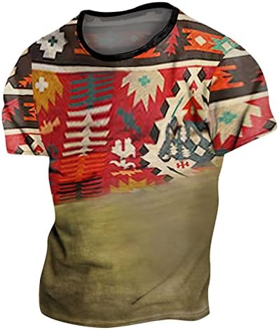 Zhdd Soldier Tricouri cu mânecă scurtă pentru bărbați Fashion Street 3d Aztec Boho Graphic Graphic Tops Retro Muscle Casual