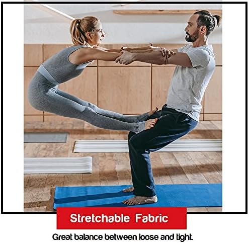 Pantaloni Pilates YogaAddict pentru bărbați Pilates, fundul deschis cu buzunare, pantaloni de pulover, potrivire liberă, arte marțiale, meditație
